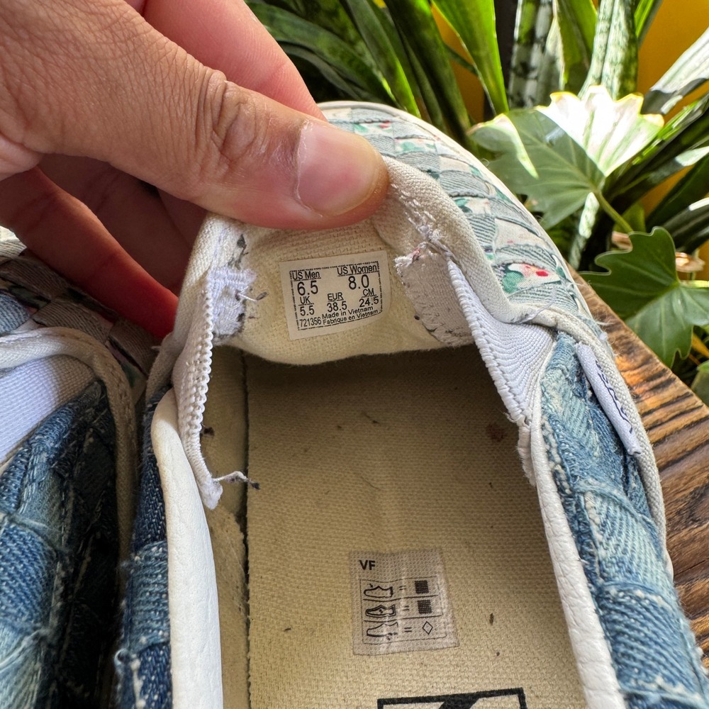 Vans Slip-On Stackform Woven Denim Floral Patchwork Platform Sneakers Womens 8 - Picture 8 of 8